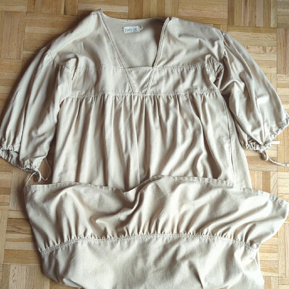 Harly Jae Raw Silk Paysanne Dress in Beige